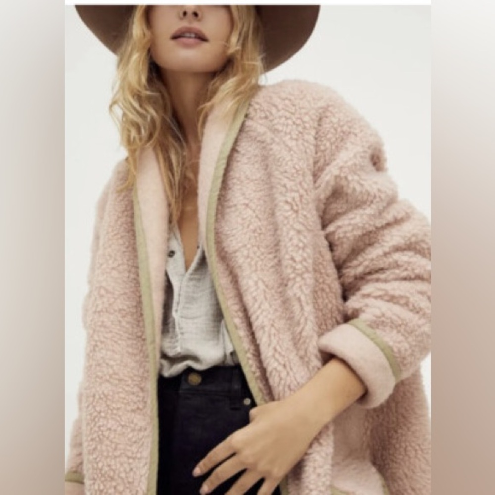 EUC Free People Irresistible Teddy Cardi Jacket Size XS OVERSIZED - Picture 4 of 6